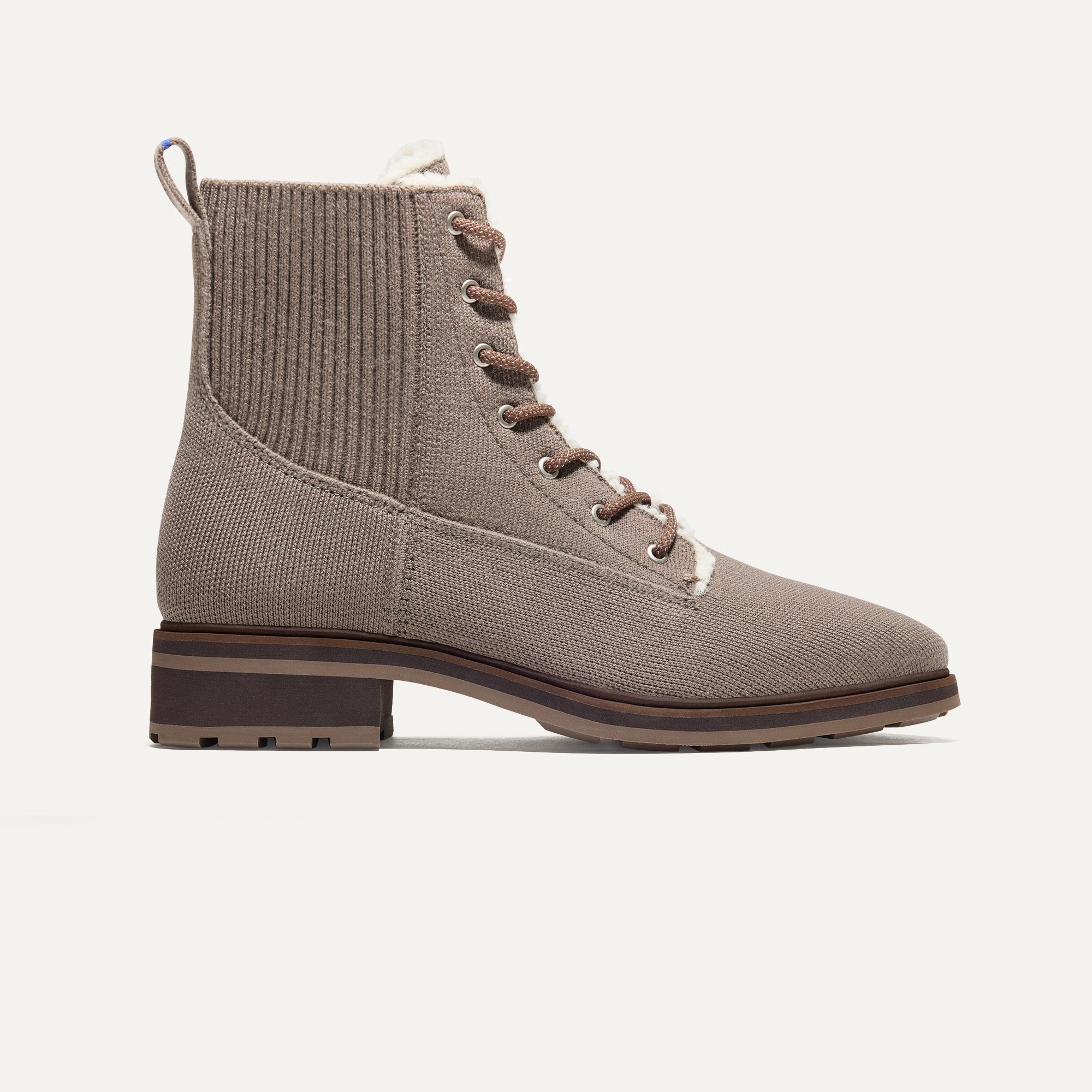 The Cozy Laced Lug Boot in Sparrow Rothy's