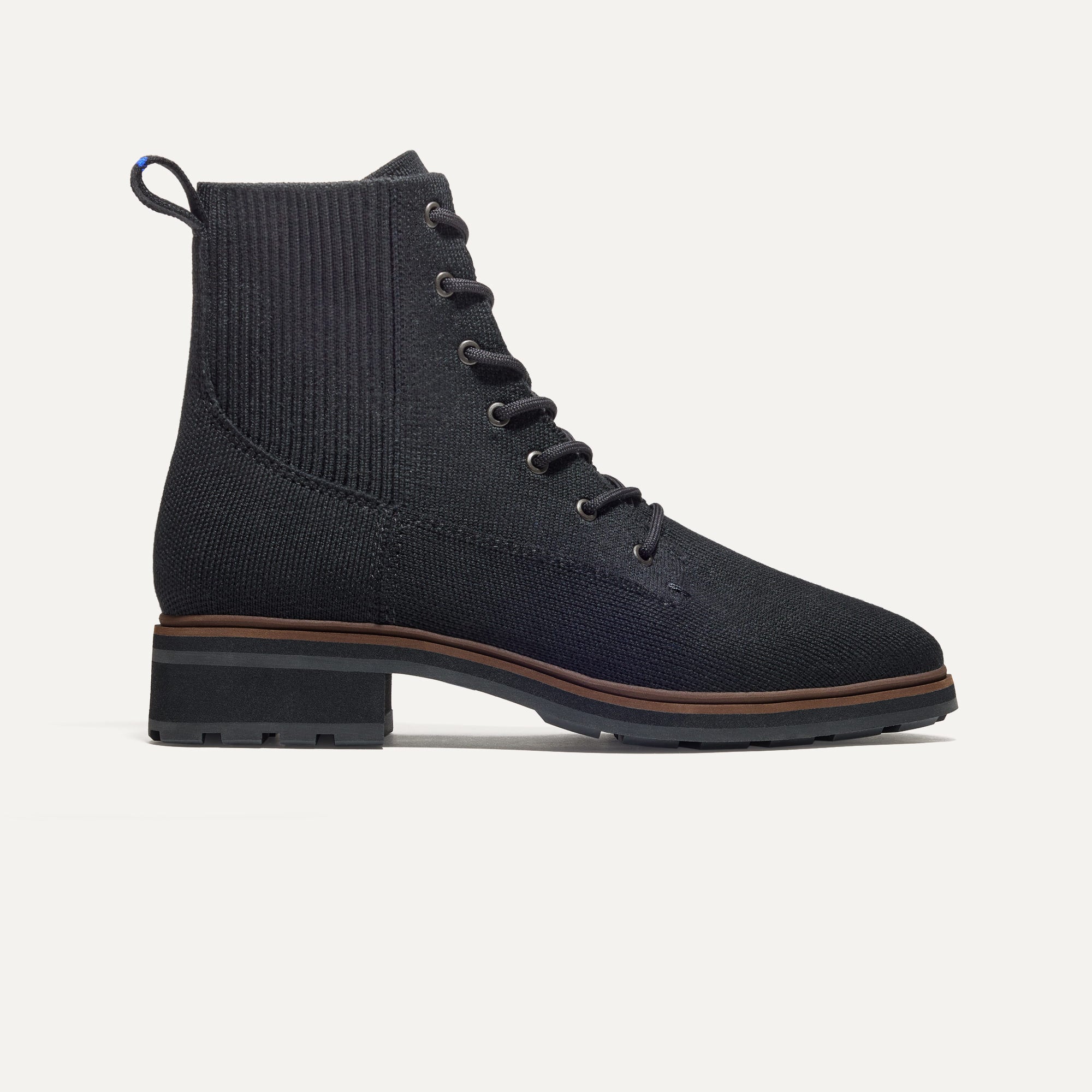 The Laced Lug Boot in Onyx Black Rothy's