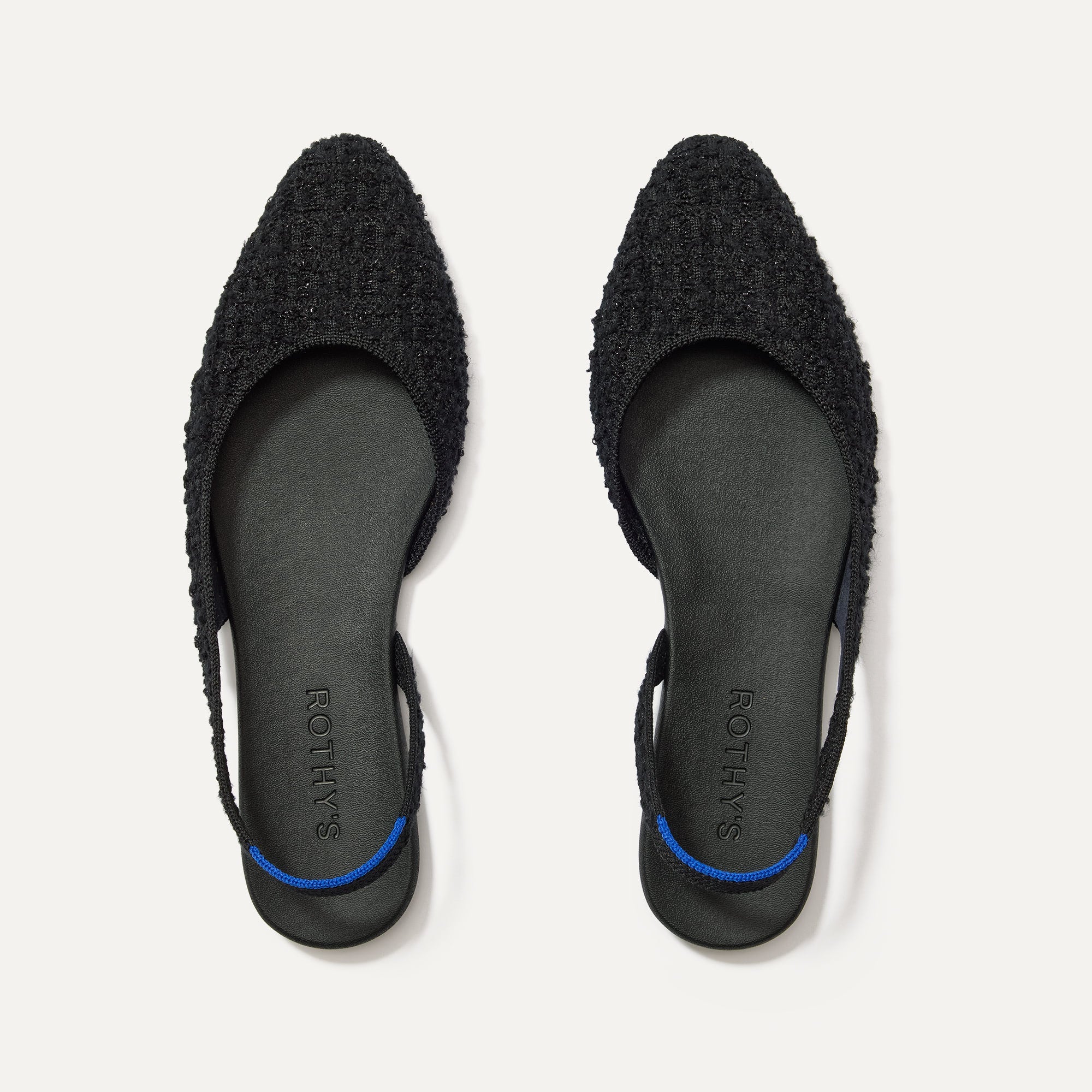 The Almond Slingback in Black Bouclé | Women's Flats | Rothy's