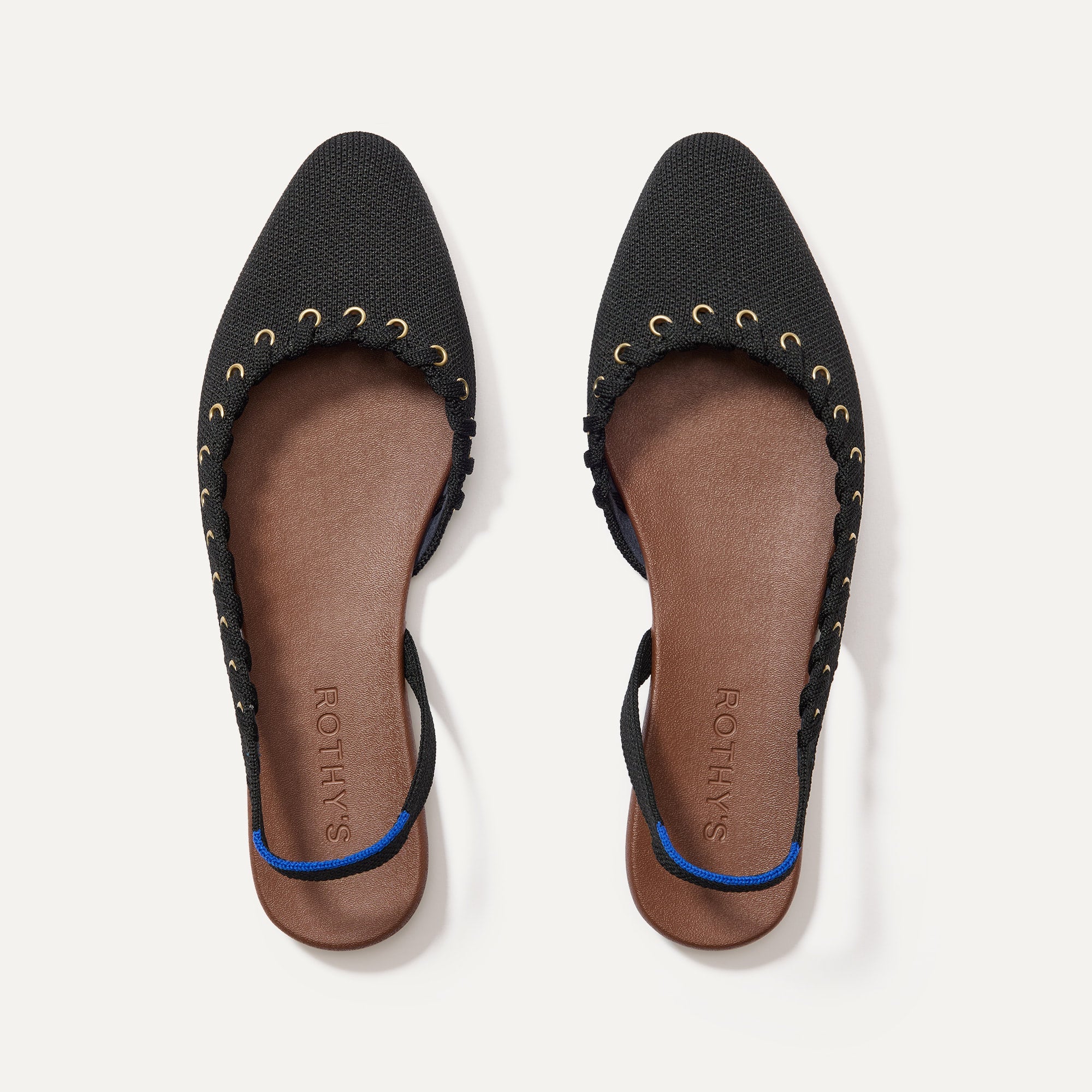 The Almond Slingback in Eyelet Black Women's Flats Rothy's