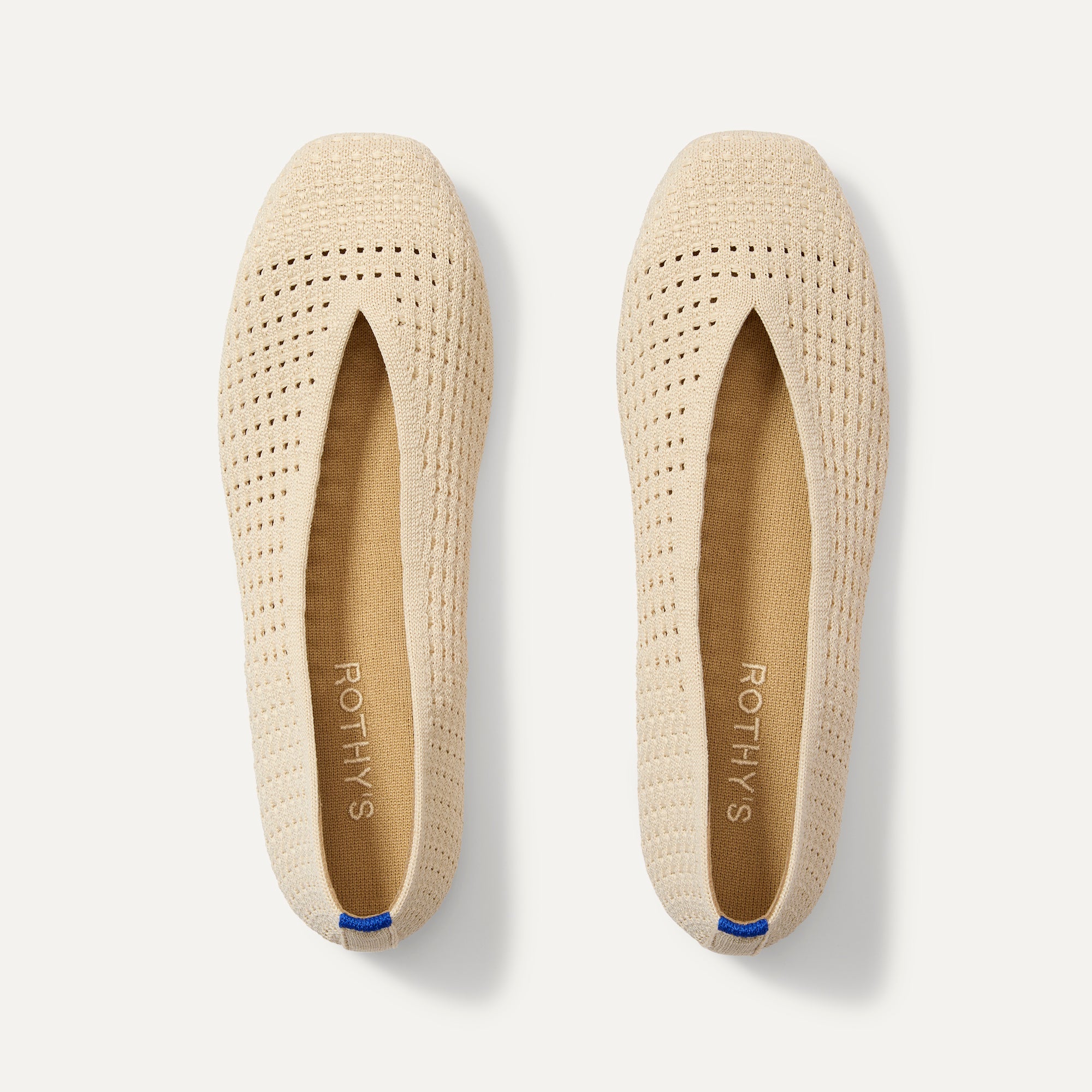 Rothy's Max Square Ballerina Flat in Off White Mesh | Rothy's