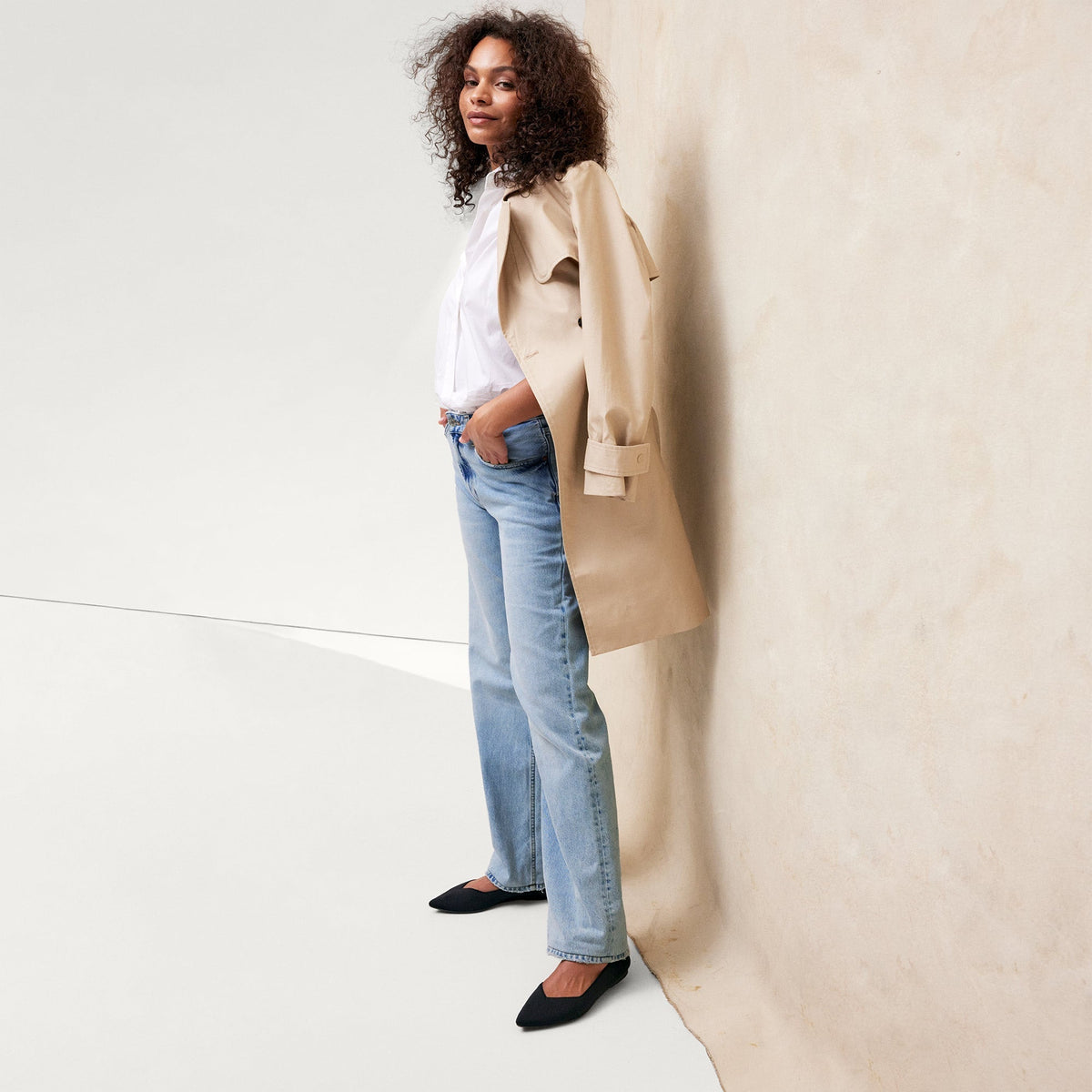 Comfortable Pointed Toe Flat in Black | Rothy's