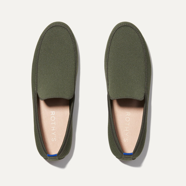 The Ravello Loafer in Deep Olive shown from the top. 