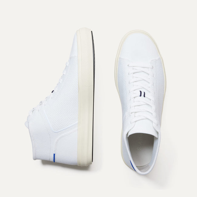 The High Top Sneaker in Bright White shown from the top.