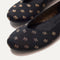 Close up of the rounded toe and v-shaped vamp of The Flat in Daisy Sparkle. 