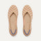 A pair of The Flat round toe shoes in Golden Hour shown from the top view.