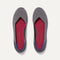 A pair of The Flat round toe shoes in Charcoal shown from the top view.