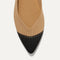 Close up of the pointed toe and v-shaped vamp of The Point in Camel Captoe.