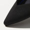 The Point shoe in Black Solid shown from the top view with detailing of the front of the shoe.
