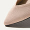 The Point shoe in Ecru shown from the top view with detailing of the front of the shoe.