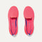 A pair of The Kids slip-on Loafers in Flamingo shown from the top view.