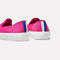 The Kids slip-on Sneaker in Bubblegum shown from the back view with the heel detail.