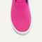The Kids slip-on Sneaker in Bubblegum shown from the top view with detailing of the front of the shoe.