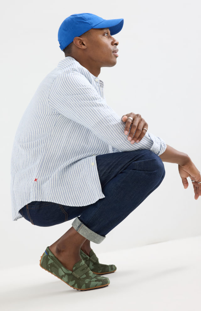 Man wearing The Men's Daily Driver	Forest Camo.