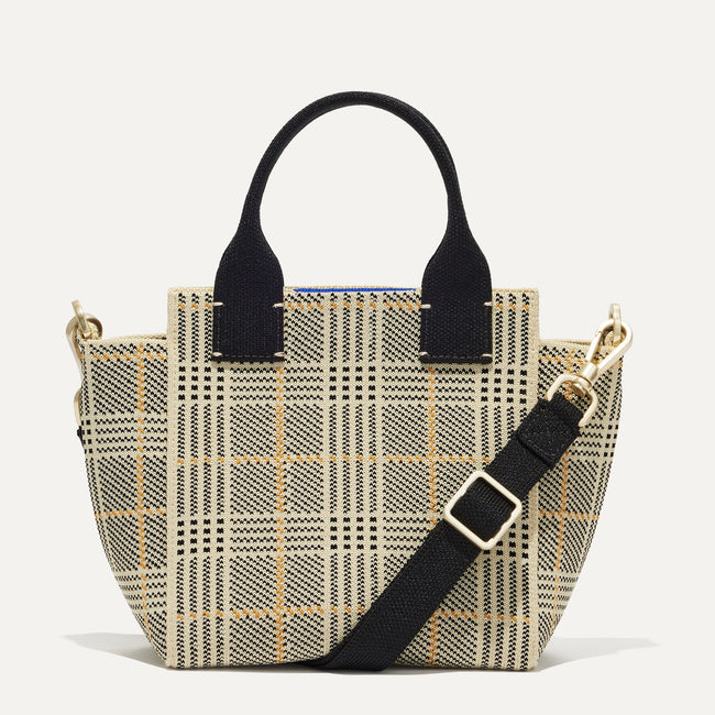 The Mini Handbag in Ivory Glen Plaid shown from the front.