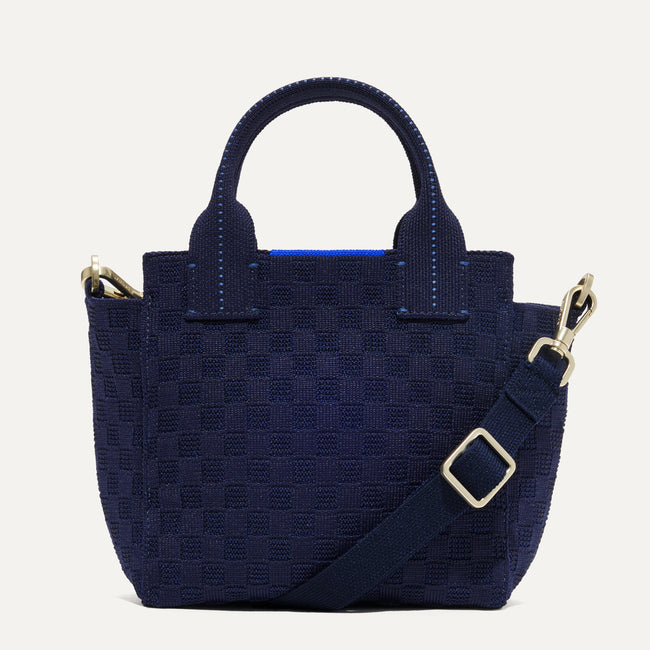 The Mini Handbag in Nautical Navy shown from the front.