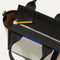 The Mini Handbag in Piano Keys shown closed from the top with zipper closure.