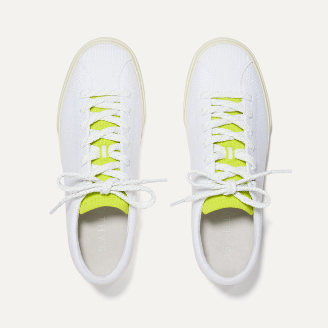 The Lace Up Sneaker in Chartreuse shown from the top. 
