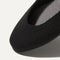 The Square toe flat shoe in Black shown from the top view with detailing of the front of the shoe.
