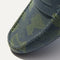 Close up of the toe and vamp of The Driving Loafer in Forest Camo.