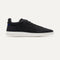 The RS01 Sneaker in Black shown from the side.
