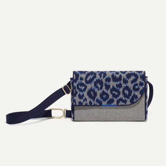 The Belt Bag in Indigo Cat shown from the front.