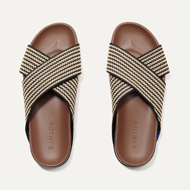 The Weekend Slide in Toffee Stripe shown from the top.