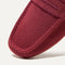 Close up of the toe and vamp of The Driver in Merlot Herringbone. 