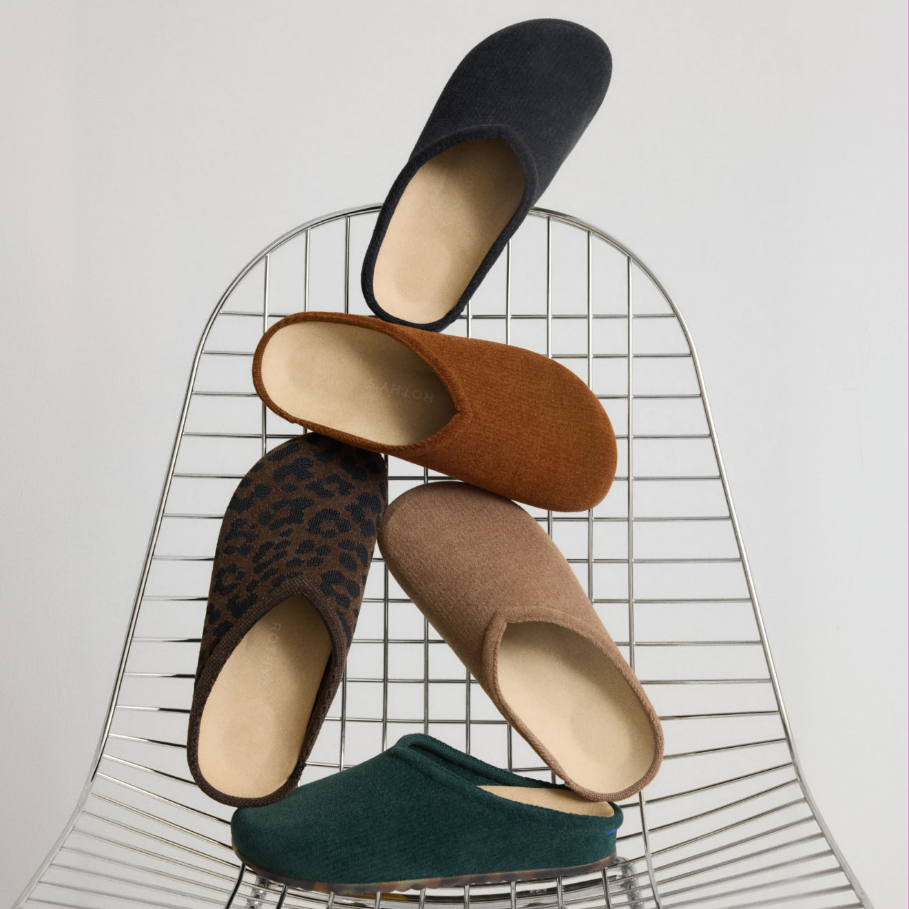 Collection shot of The Casual Clog in ReVelvet Cheetah, ReVelvet Portobello, ReVelvet Russet, ReVelvet Pine, ReVelvet Khaki Cat.