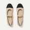 The Square Mary Jane in Cream Captoe shown from the top. 