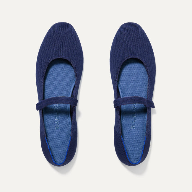 The Square Mary Jane in Deep Navy shown from the top. 