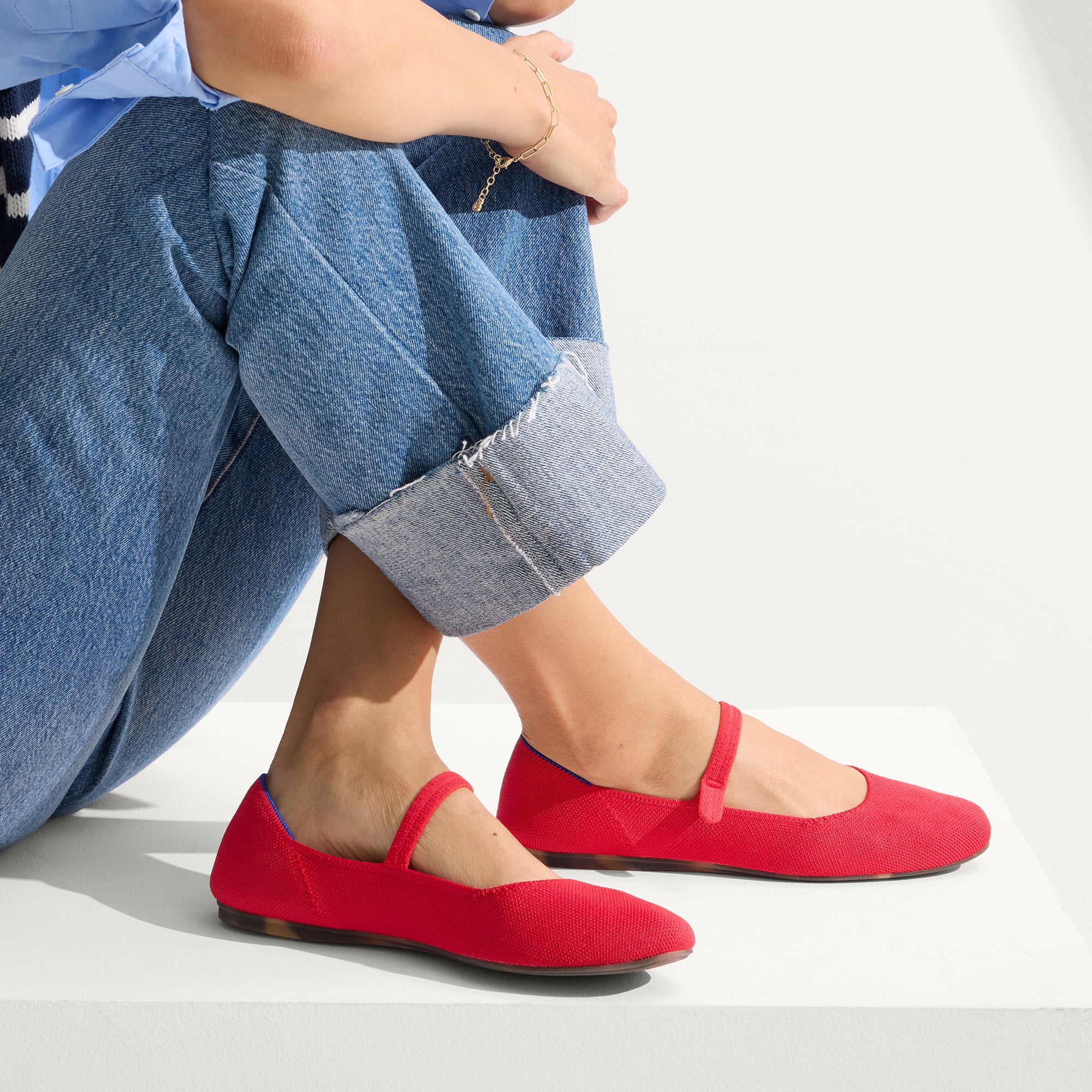 Red mary jane flats online