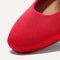 Top view of the square toe and rounded vamp of The Square Mary Jane in Lollipop Red. 