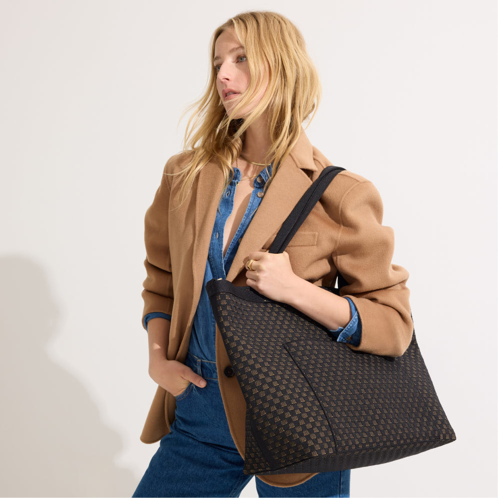 The Casual Crossbody - Black and Ivory Stripe