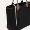 The Lightweight Tote in Black Portobello shown with its handy key leash.