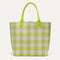The Lightweight Tote in Citrus Gingham shown from the front.