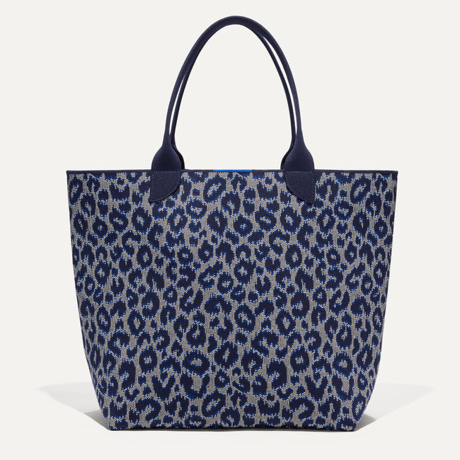 The Lightweight Tote in Indigo Cat shown from the front.