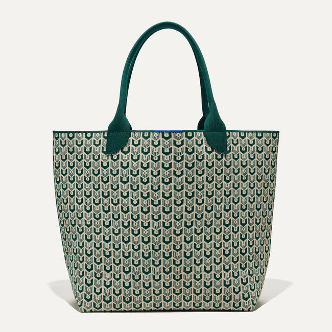 The Lightweight Tote in Signature Green shown from the front. 