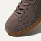Close up of the toe and stitching details of The Merino RS01 Sneaker in Timber Brown.
