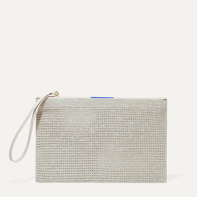 The Wallet Wristlet in Diamond Metallic, shown from the front.