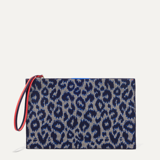 The Wristlet in Indigo Cat shown from the front.