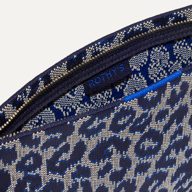 The Wristlet in Indigo Cat interior view with Rothy's halo detail.