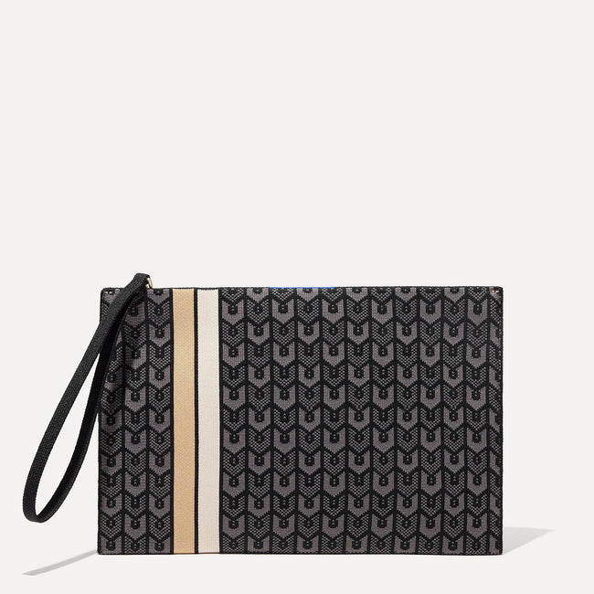 The Wristlet in Signature Black shown from the front. 