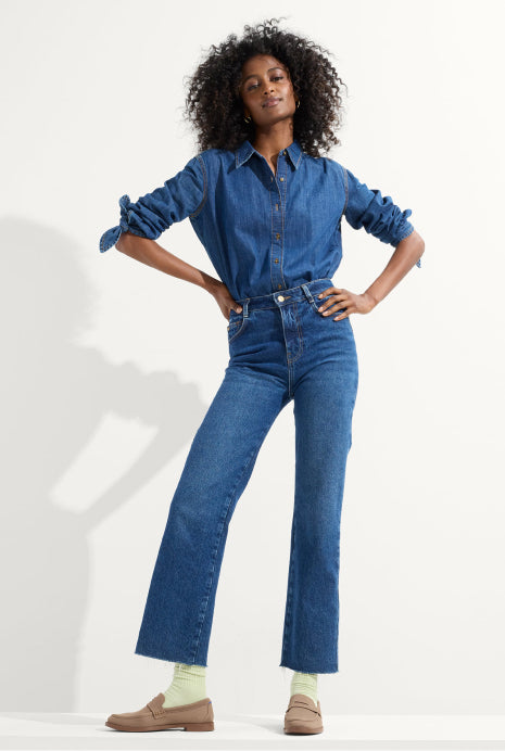 Model wearing The Penny Loafer in Portobello.