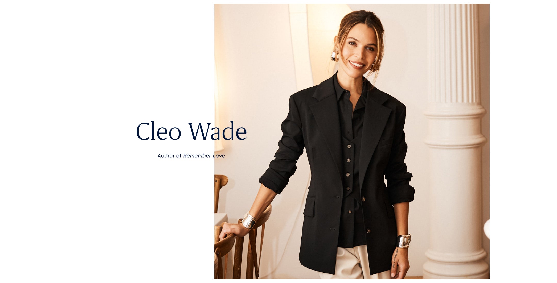 An image of Cleo Wade, with copy overlay reading "Cleo Wade | Author of Remember Love"