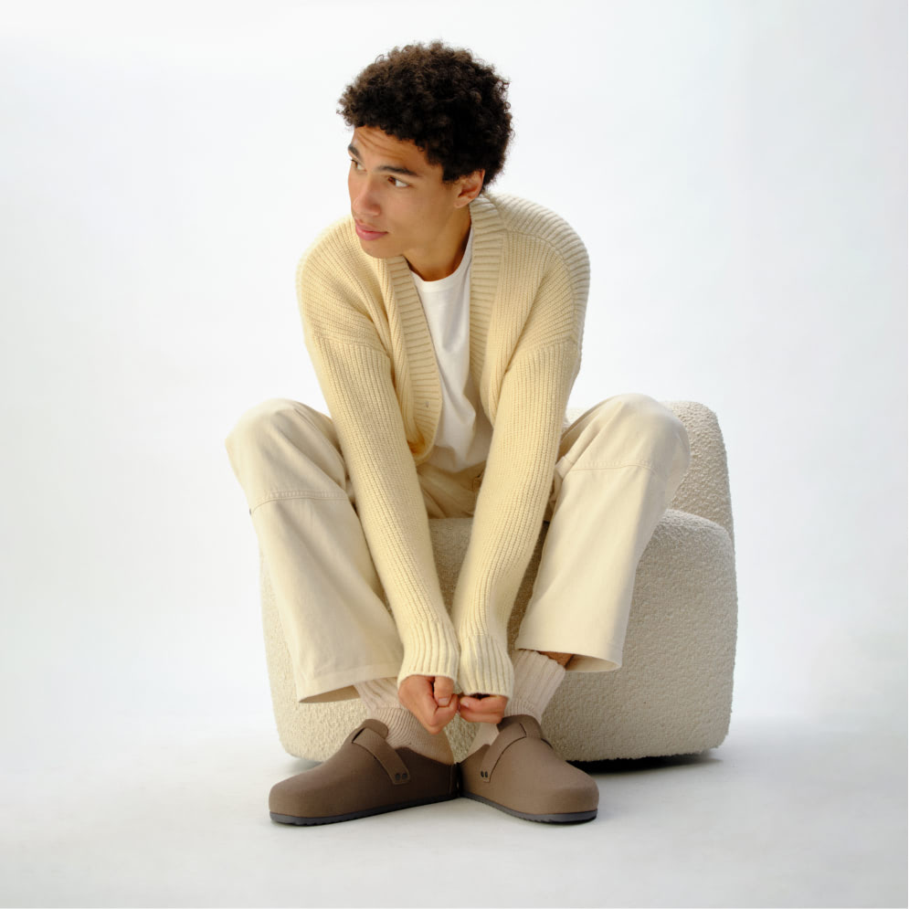 The Men's Slipper - Mahogany Herringbone