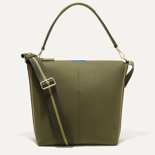 The Mini Zip Bucket in Cypress shown from the front.