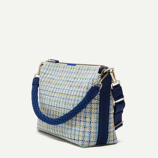 The Daily Crossbody Bag in Spring Tweed shown at a diagonal view from the left.