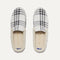 The Scuff Slipper in Cozy Plaid shown from the top.