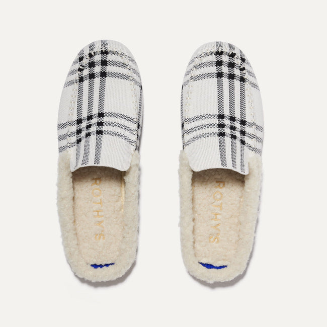 The Scuff Slipper in Cozy Plaid shown from the top.